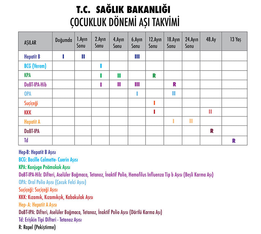Bebek ve Çocuklarda Aşı Takvimi