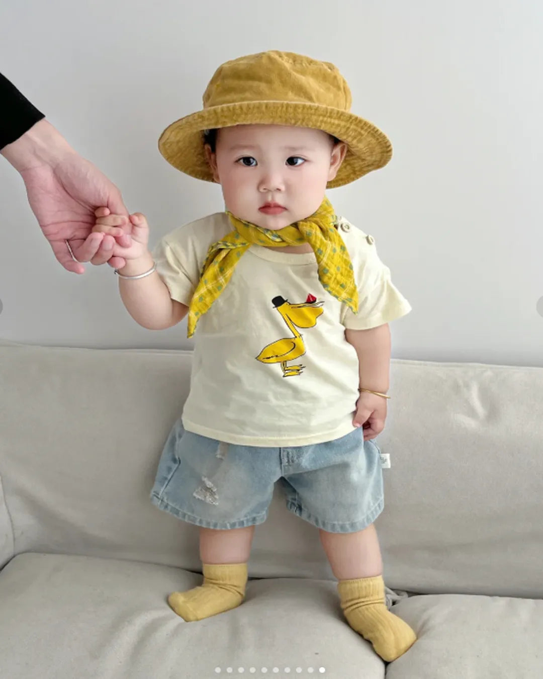 Sarılı Şapkalı Şortlu Yazlık Kombin – 1-3 Yaş
