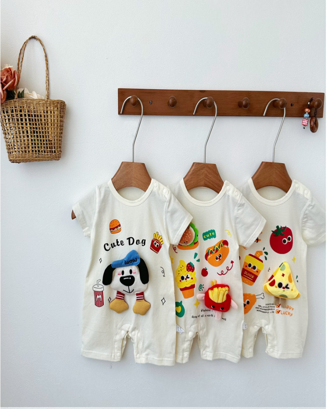 Hamburger Desenli "Snack Time" Bebek Tulum – 0-2 Yaş Unisex