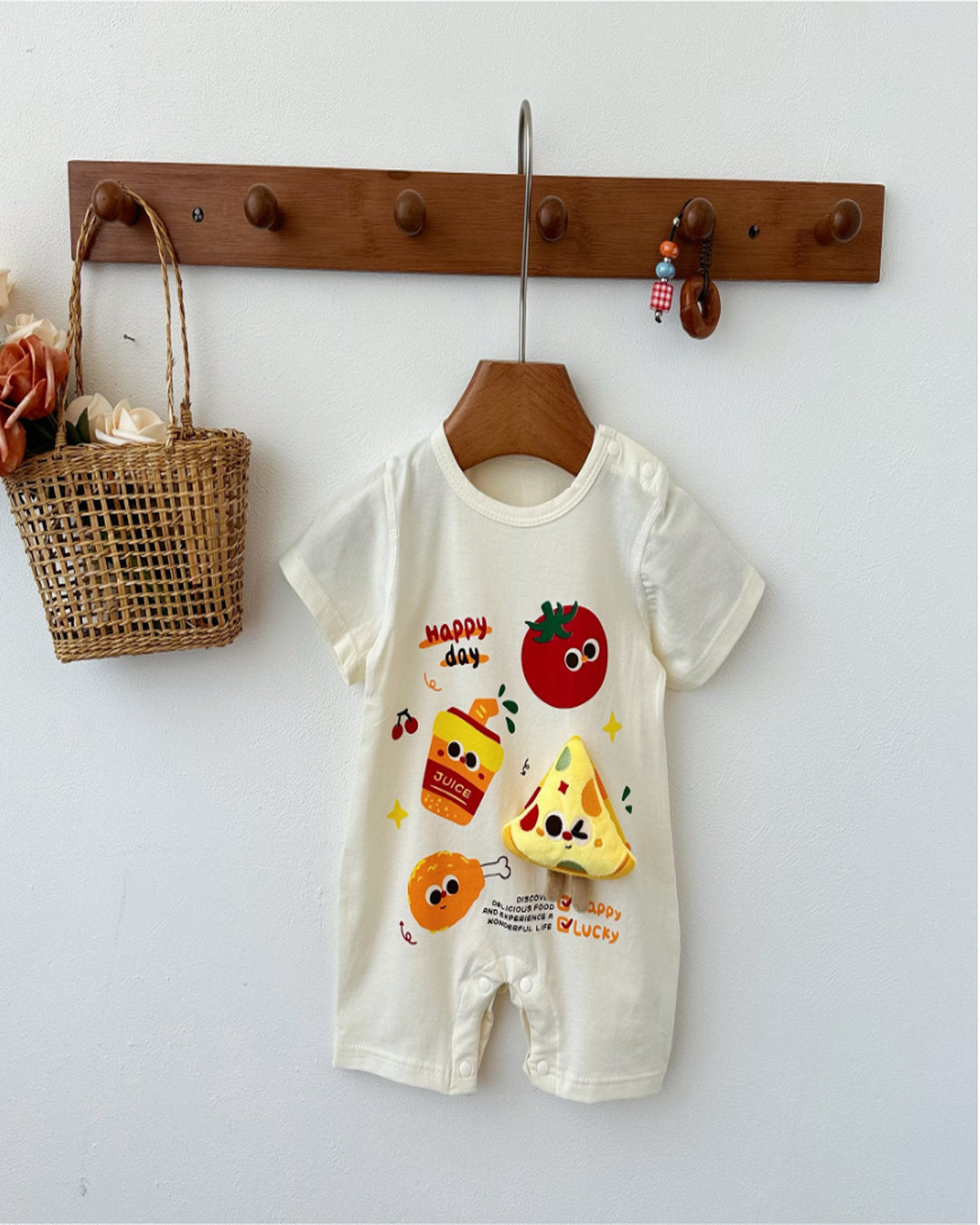 Pizza Desenli "Cheesy Smile" Bebek Tulum – 3-24 Ay Unisex