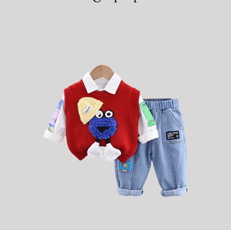Üç Parça Çocuk Takım Sweet-Kot Pantolon-Gömlek 1-6 Yaş