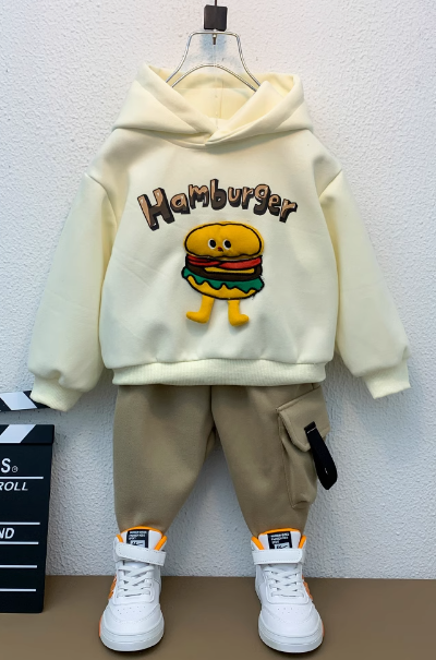 Bej Renk Kapşonlu Sweet ve Pantolon Takım 2-8 Yaş