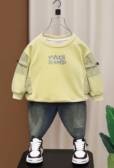 Bej Renk Sweet ve Kot Pantolon Erkek Çocuk Takım 2-7 Yaş