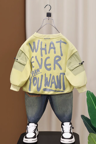 Bej Renk Sweet ve Kot Pantolon Erkek Çocuk Takım 2-7 Yaş