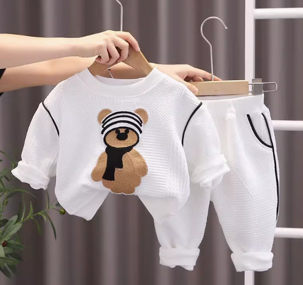 Beyaz Renk Ayıcıklı 1-5 Yaş Çocuk Takım