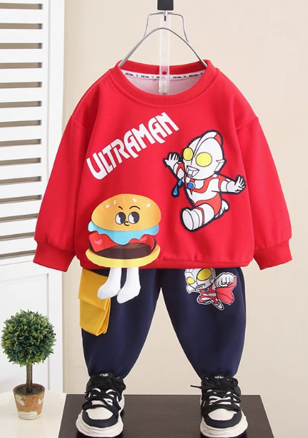 Çok Renkli-Sevimli Desenli 2-8 Yaş Erkek Çocuk Takım