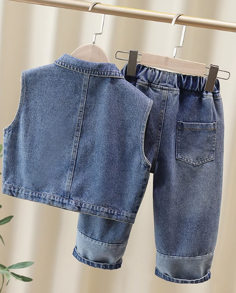 Kot Ceket ve Kot Pantolon Kız Çocuk Alt Üst Takım 2-7 Yaş
