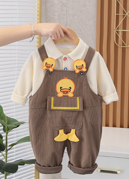 Önden Cepli Unisex Kahverengi Çocuk Tulum ve Sweet 1-5 Yaş