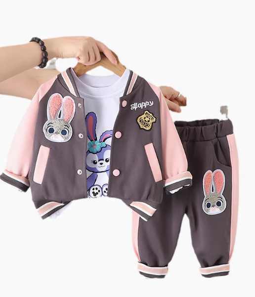 Pembe Renk 3 Parçalı Çocuk Takım 1-5 Yaş