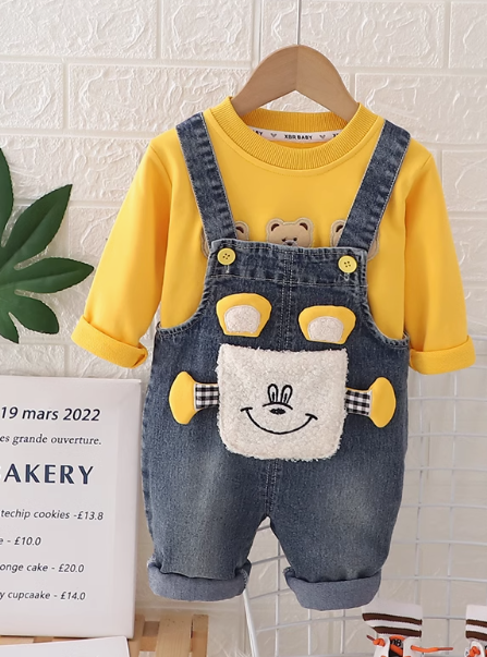 Sarı Renk Erkek Çocuk Takım-Sweet ve Tulum 1-5 Yaş