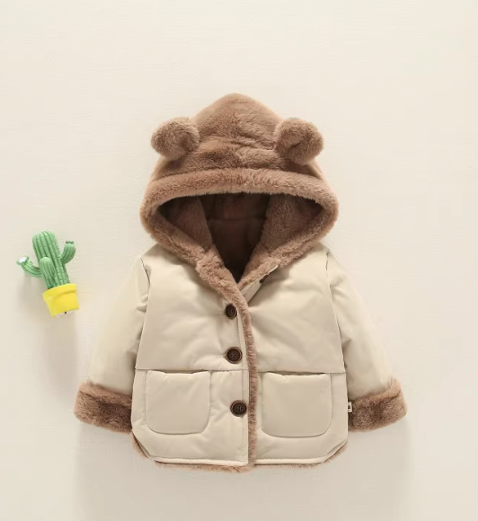 Unisex Kışlık Mont Ceket 1-5 Yaş Bej Renk
