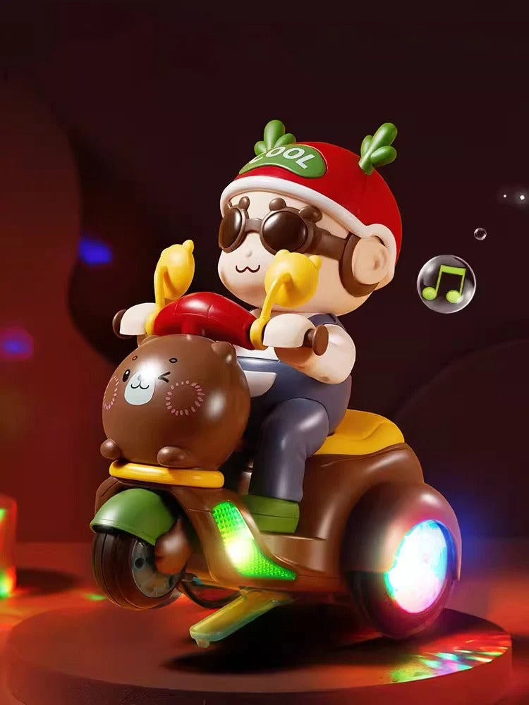 Bisiklete Binen Işıklı Sesli Müzikli Etrafında Dönebilen Motorcu