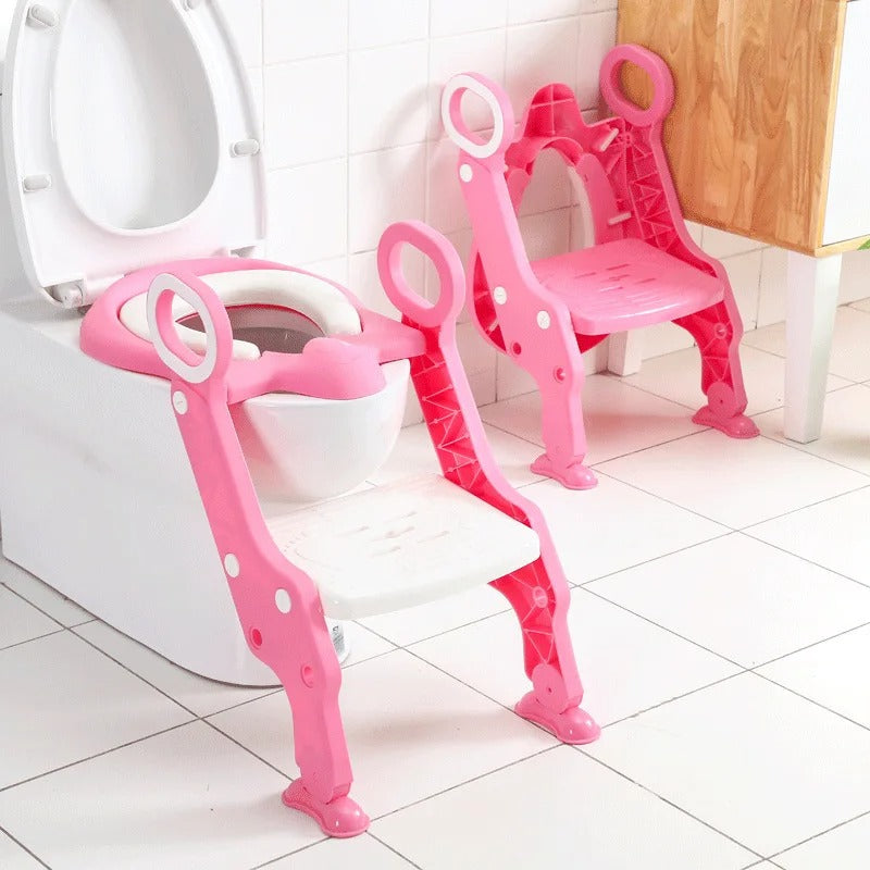 Çocuklar için Merdivenli Tuvalet Eğitimi Koltuğu, Yumuşak Yastıklı ve Sıçrama Korumalı