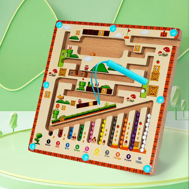 Manyetik Kalemli Ahşap Labirent Oyunu-Eğitici Montessori Aktivite Tablosu