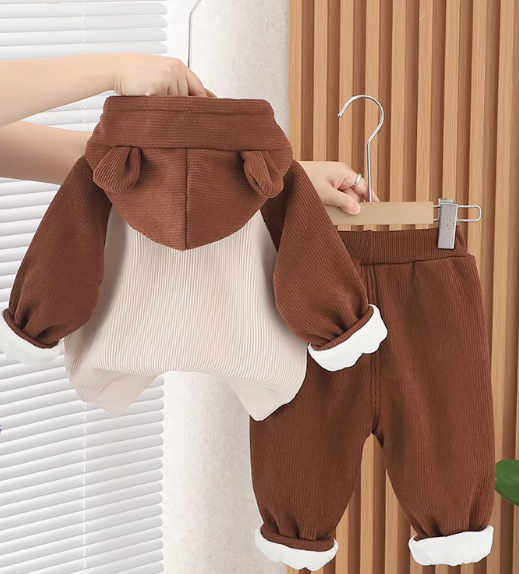 Kadife 1-5 Yaş Çocuk Takım Kapşonlu