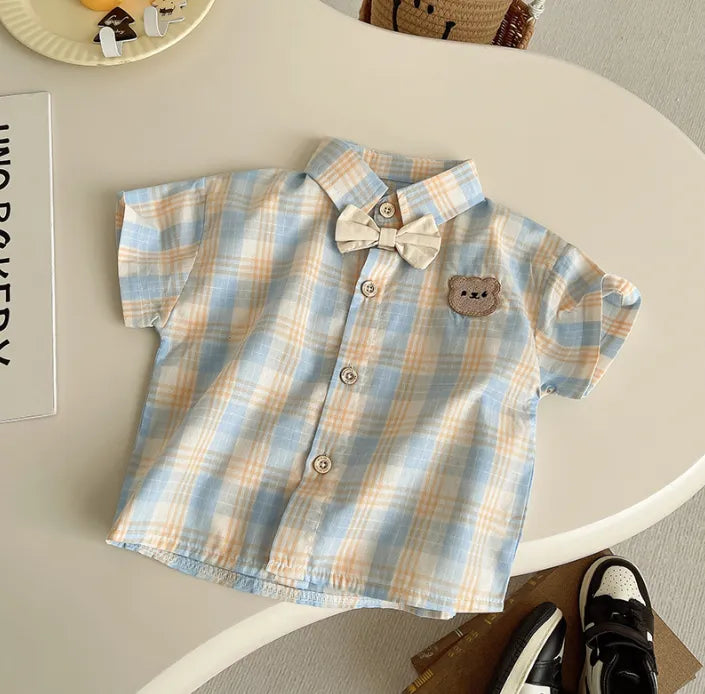 1-5 Yaş Ekoseli Fiyonk Detaylı Erkek Takım (2 Parça)