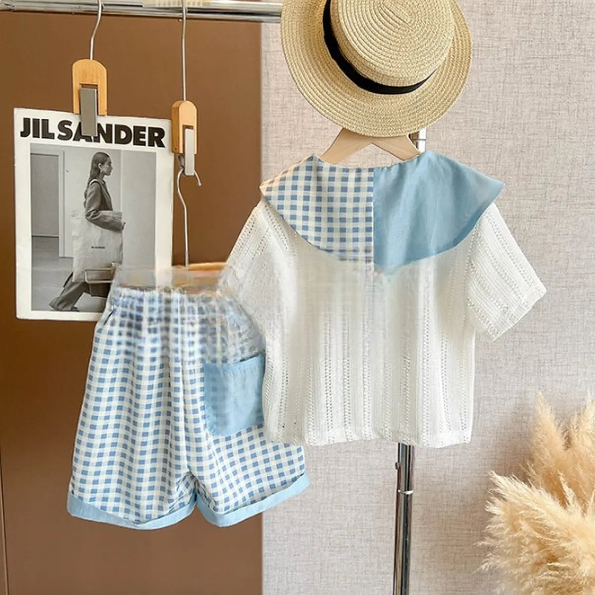 Tavşan Detaylı Sevimli Kareli Çocuk Takımı (1-6 Yaş)