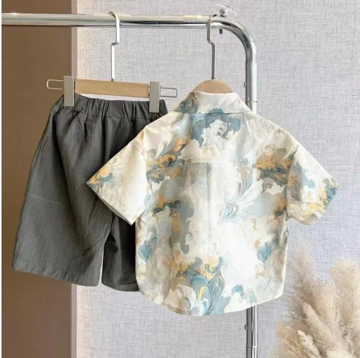 Hawaii Rüzgarı Desenli Yazlık Çocuk Takımı (1-8 Yaş)