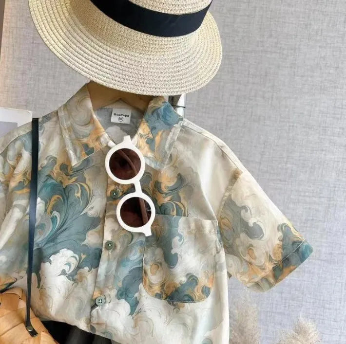 Hawaii Rüzgarı Desenli Yazlık Çocuk Takımı (1-8 Yaş)