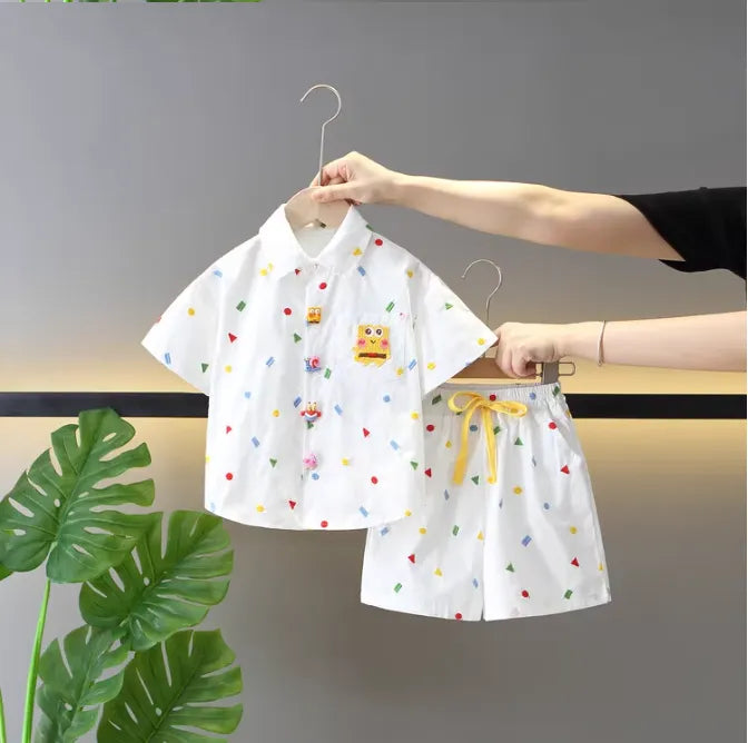 1-8 Yaş Kravatlı 3 Parça Yazlık Takım (Gömlek + Şort + Kravat)