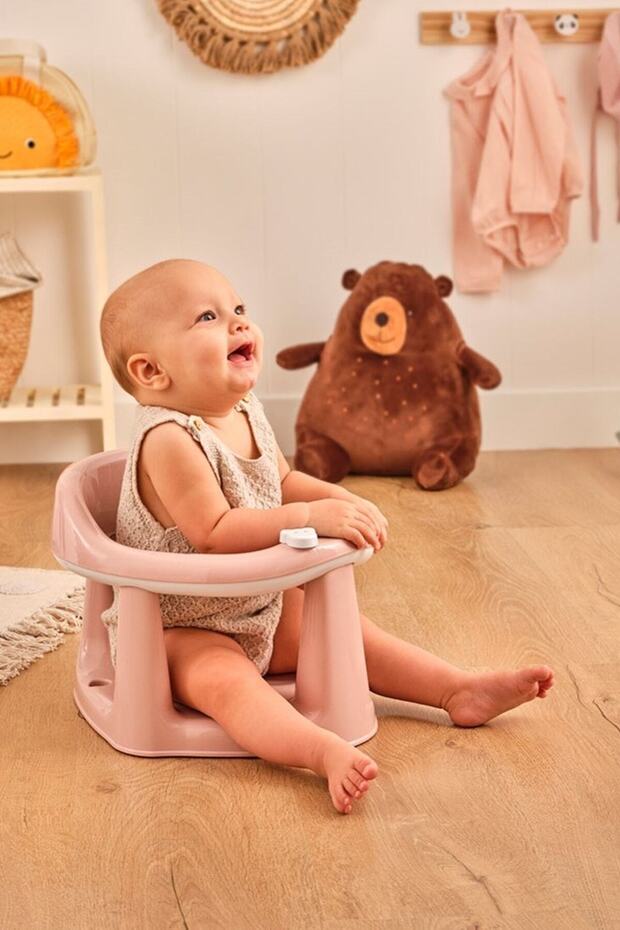 Vakumlu Bebek Banyo & Mama Oturağı(Gri-Pembe-Yeşil Renk)