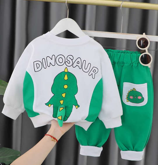 Cocumix Çocuk 2'li Takım 3-4 Yaş Dinozor Figürlü Yeşil Outlet