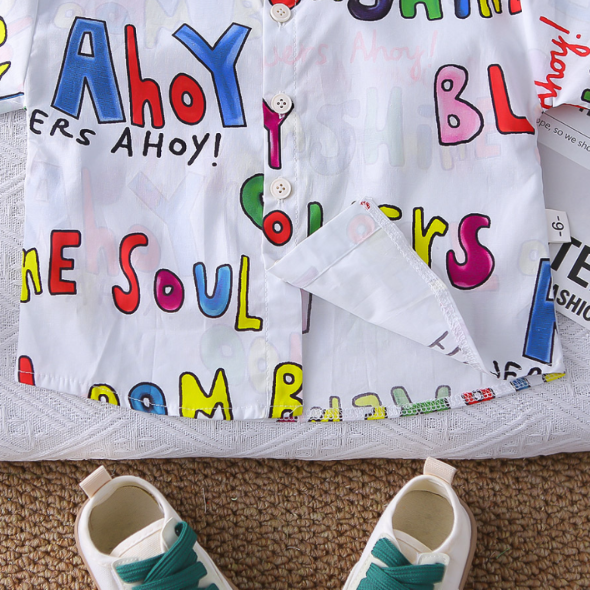 1-5 Yaş Renkli Baskılı Erkek Çocuk Gömlek Şort Takımı