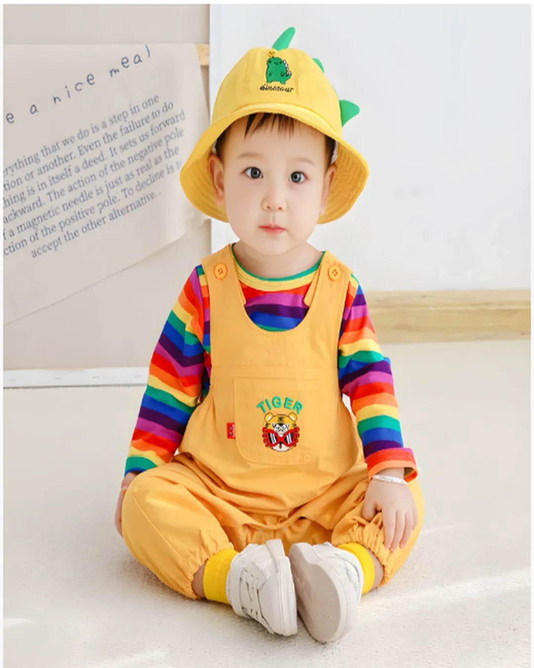 Kaplan Baskılı Turuncu Tulum Takımı + Şapka – 1-5 Yaş