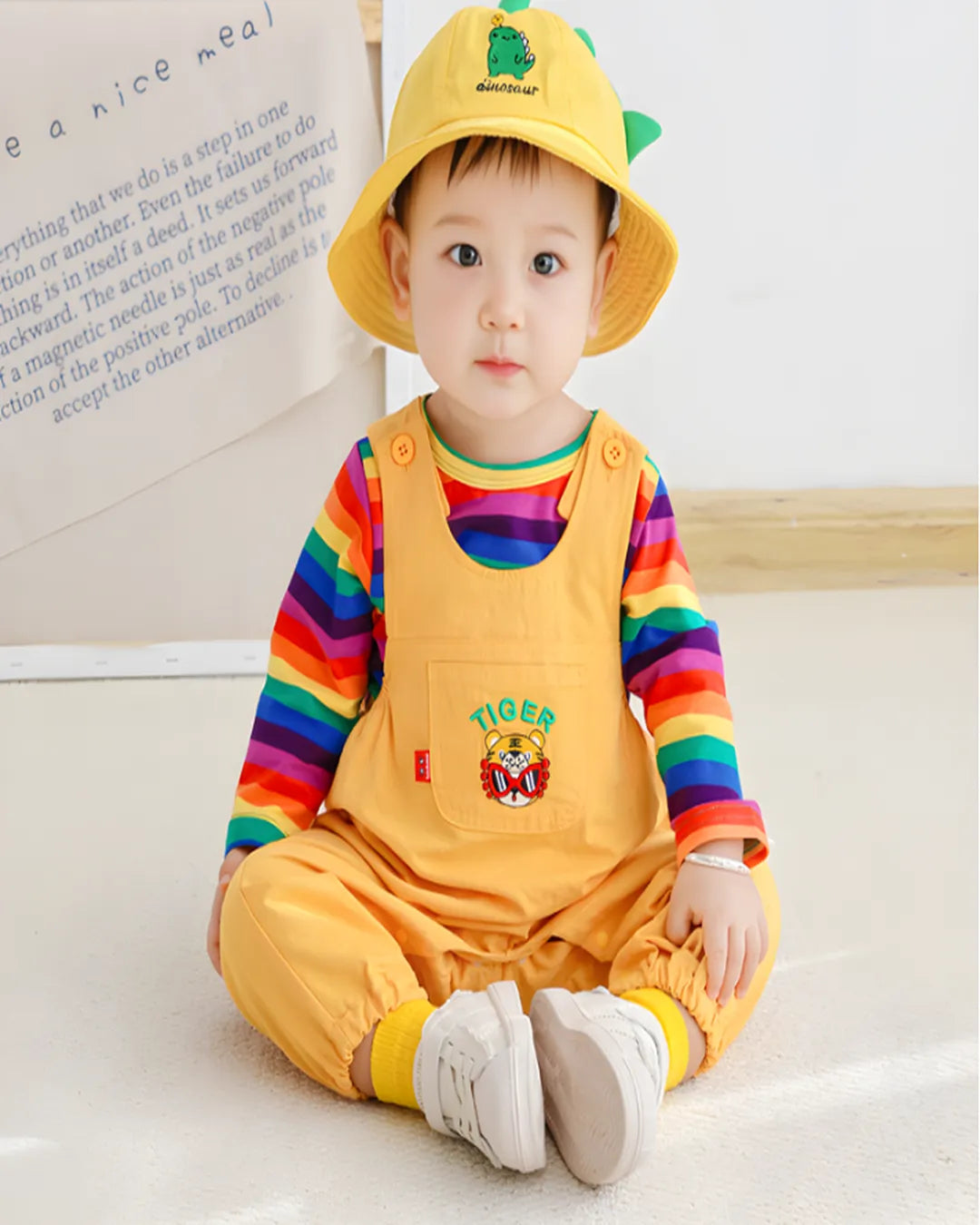 Kaplan Baskılı Turuncu Tulum Takımı + Şapka – 1-5 Yaş