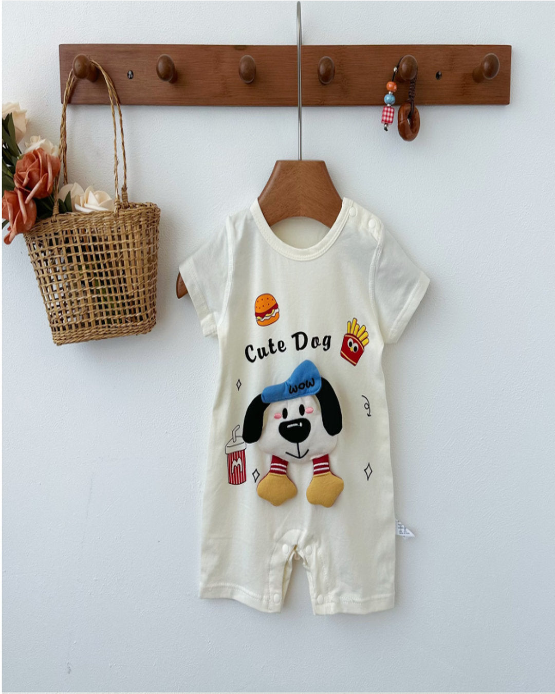 Köpek Figürlü "Cute Dog" Bebek Tulum – 0-2 Yaş Unisex