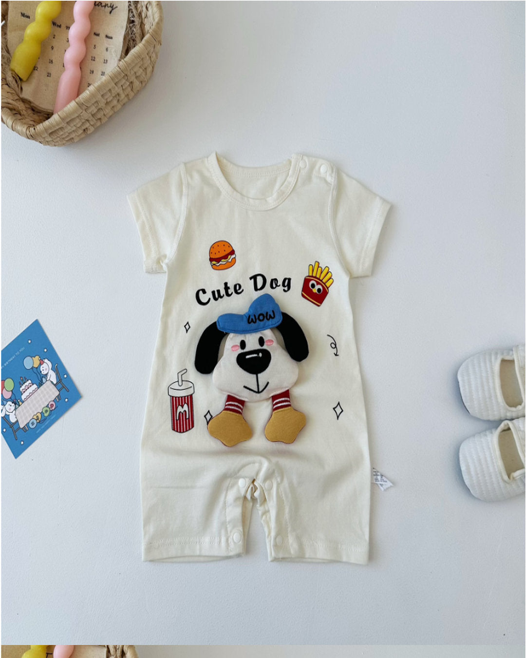 Köpek Figürlü "Cute Dog" Bebek Tulum – 0-2 Yaş Unisex