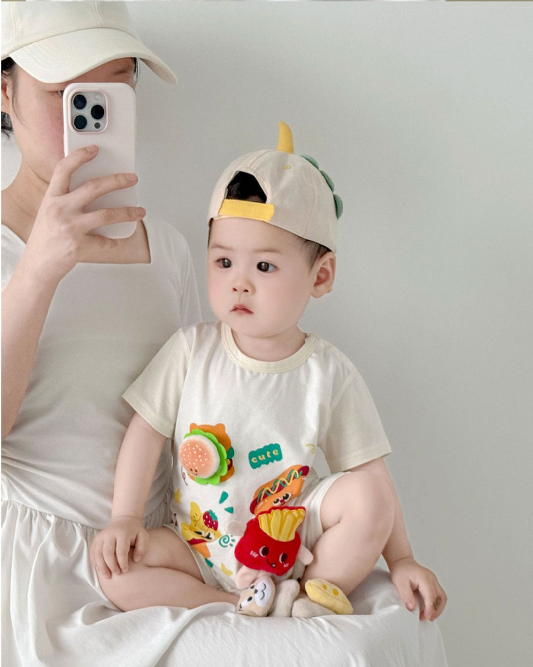 Hamburger Desenli "Snack Time" Bebek Tulum – 0-2 Yaş Unisex