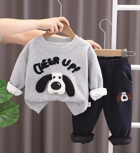 3D Baskılı Gri Erkek Çocuk Takım 1-5 Yaş