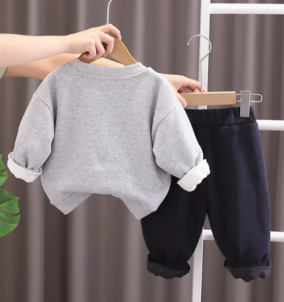 3D Baskılı Gri Erkek Çocuk Takım 1-5 Yaş