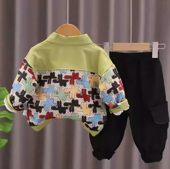 3 Parçalı Erkek Çocuk Kombin 1-5 Yaş Gömlek-Sweet-Pantolon
