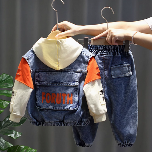 3 Parçalı Erkek Çocuk Kot Takım 1-6 Yaş