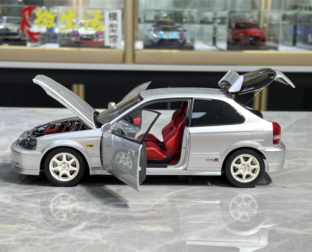 1/18 Ölçekli Gri Renk Honda Civic Typer ve Motor