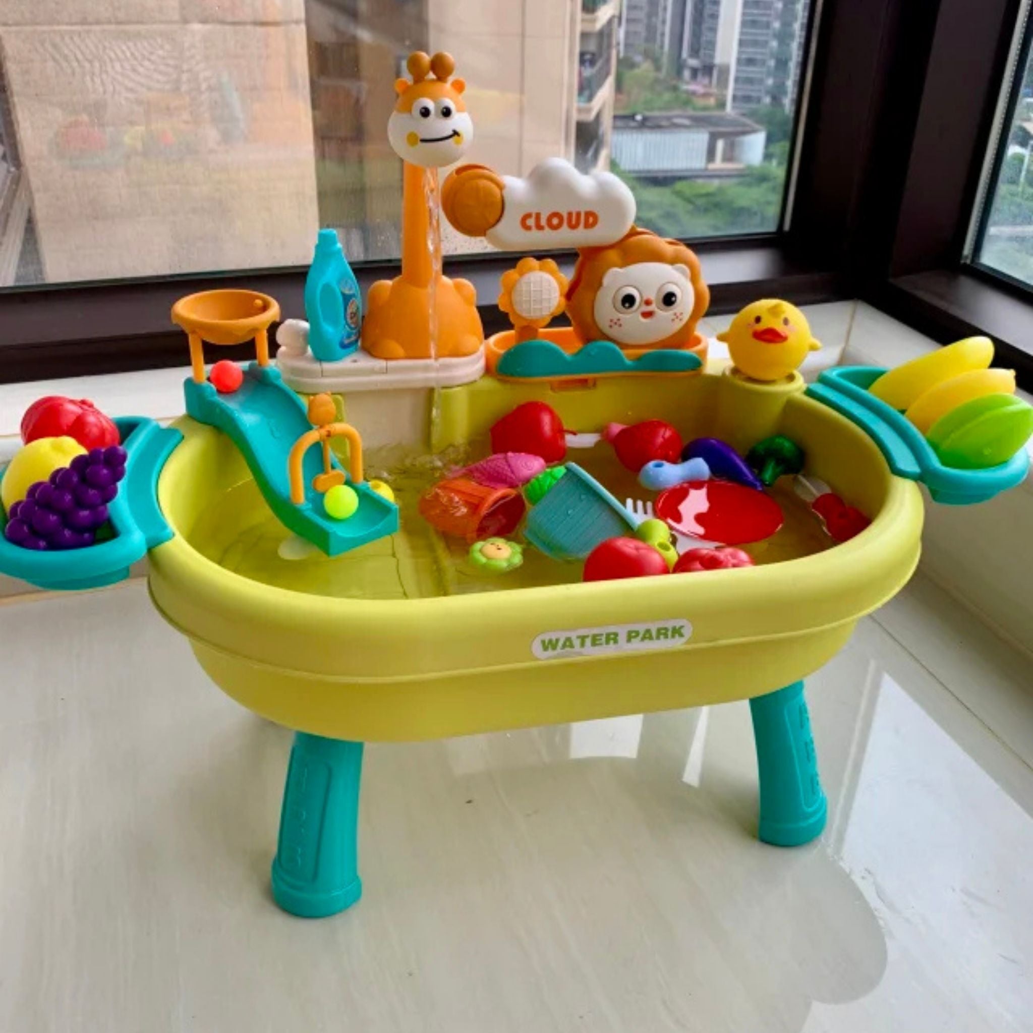 Çocuklar İçin Su Oyun Masası ve Mutfak Seti – Aksesuar Dahil