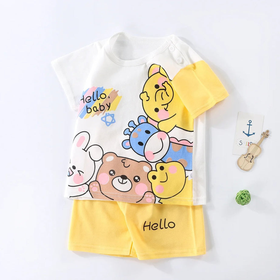 Hello Baby Yazlık Kız-Erkek Pijama Takımı 0-6 Yaş