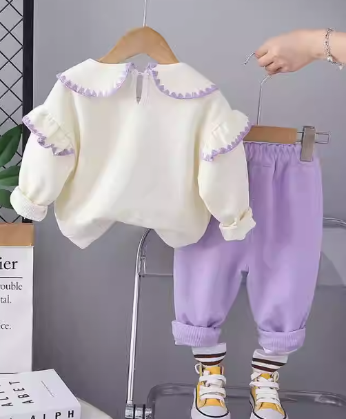 Baskılı Kız Çocuk Takım 1-5 Yaş Mor Renk