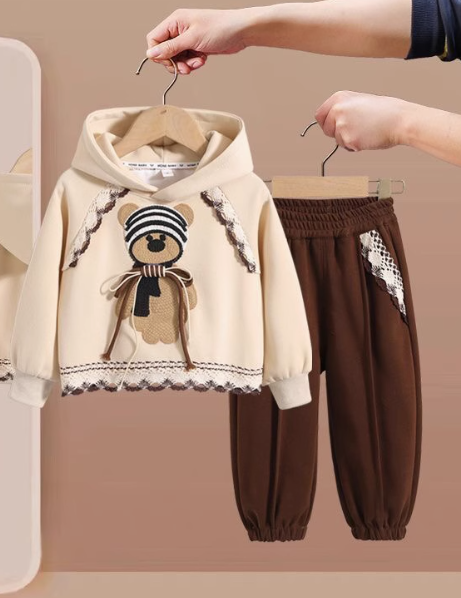 Beyaz ve Kahverengi Alt Üst Kız Çocuk Takım 2-7 Yaş