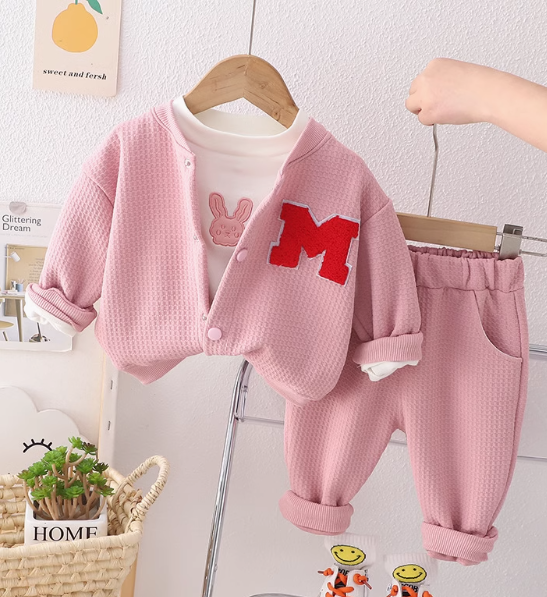 Baskılı Uzun Kollu Pembe Renk Kız Çocuk Takım 1-5 Yaş