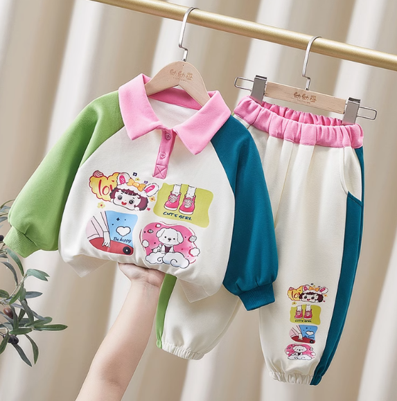 Çok Renkli Uzun Kollu Kız Çocuk Takım 2-7 Yaş