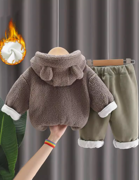 Kahverengi Renk Çantalı Çocuk Takımı 1-5 Yaş