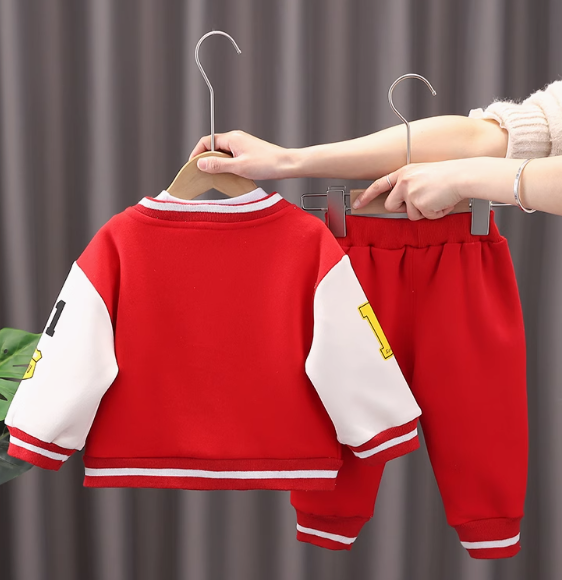 Kırmızı Renk 3 Parça Beyzbol Takım Seti 1-5 Yaş