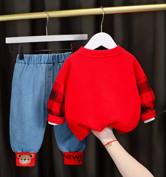 Kırmızı Renk Peluşlu ÇocukTakım 10 Ay-4 Yaş