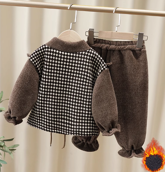 Kışlık Kız Çocuk Takım Kahverengi Renk 2-7 Yaş