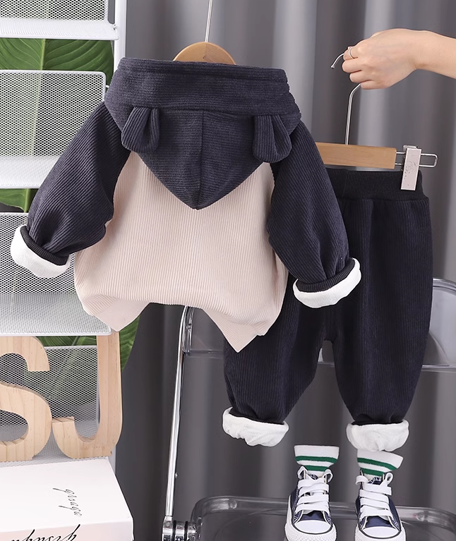 Lacivert Renk Kadife Çocuk Takım 1-5 Yaş