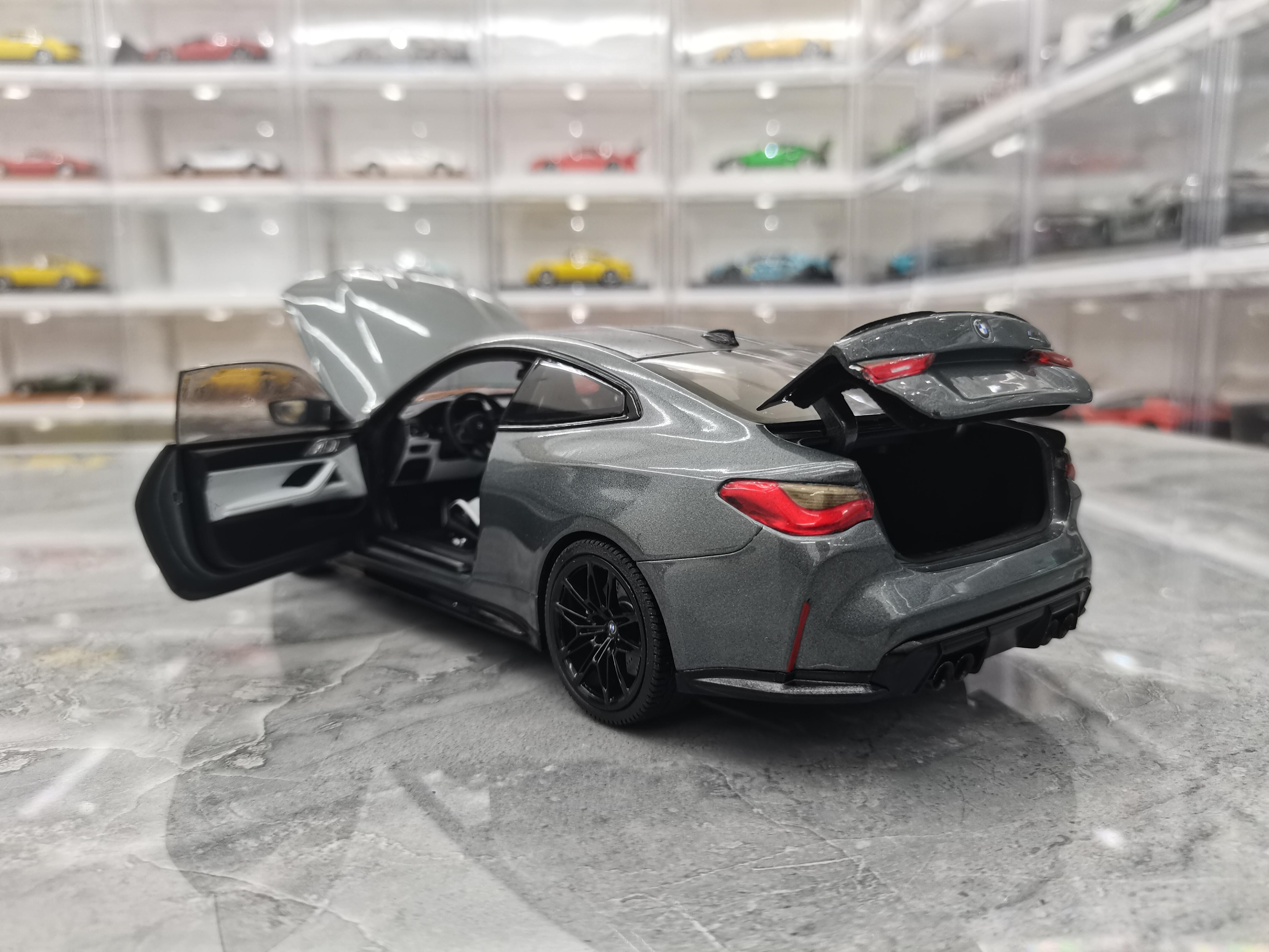 1/18 ölçekli BMW M4 Model-Gri Alaşım Renk Metalik
