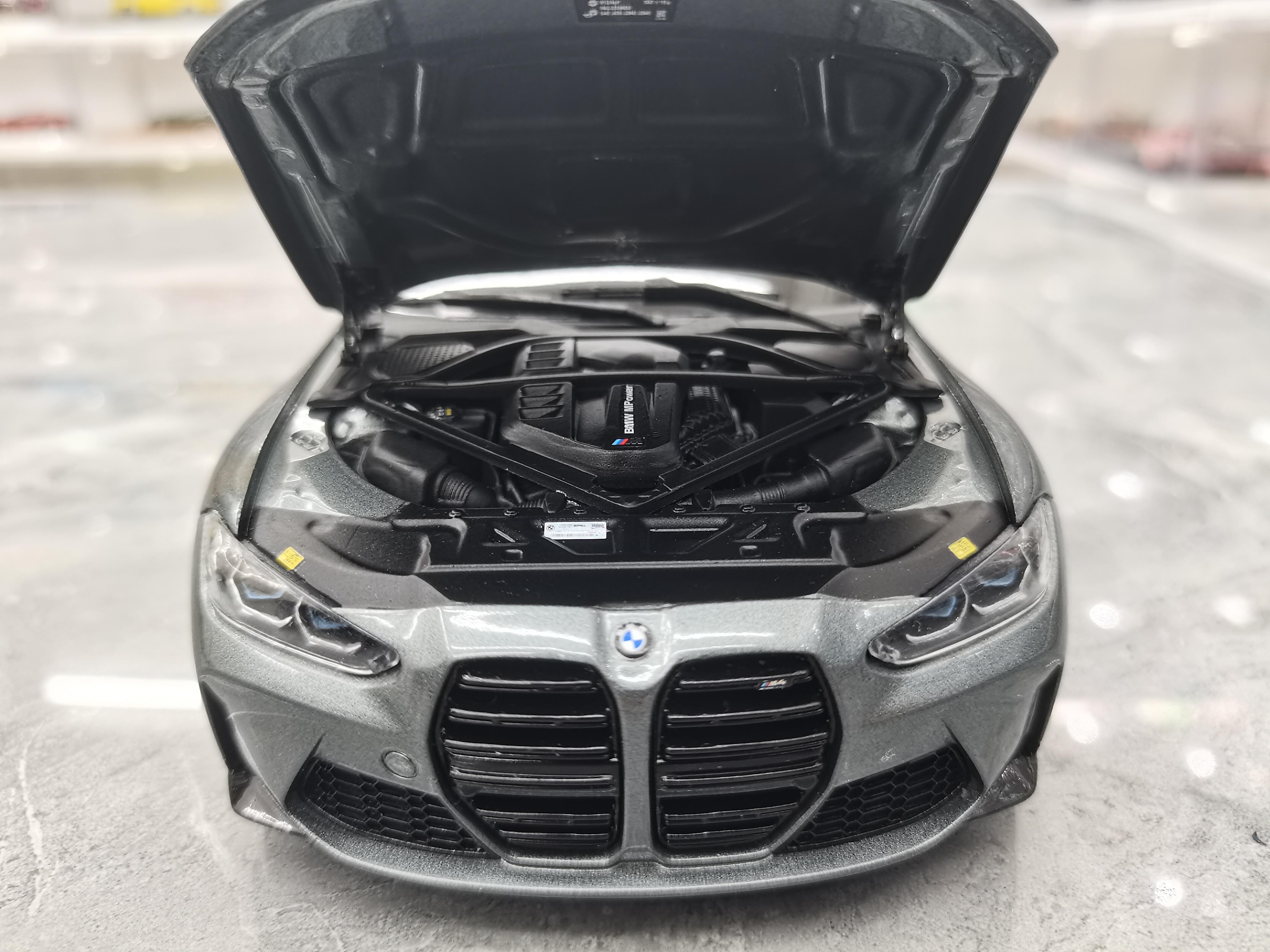 1/18 ölçekli BMW M4 Model-Gri Alaşım Renk Metalik